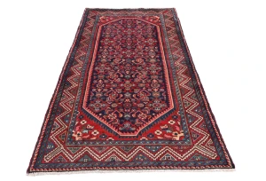 Vintage Purple-navy Floral Tribal 3'4X6'9 Hamedan Persian Rug