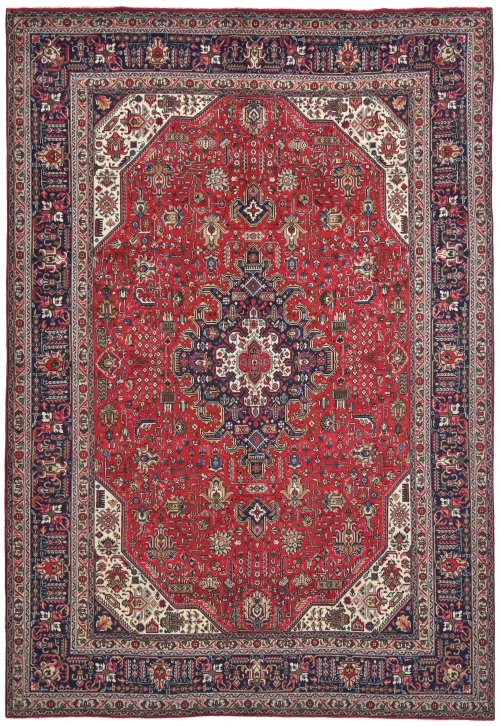Vintage Red Floral Traditional 8X11 Tabriz Persian Rug