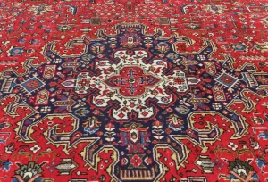 Vintage Red Floral Traditional 8X11 Tabriz Persian Rug