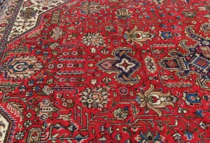 Vintage Red Floral Traditional 8X11 Tabriz Persian Rug