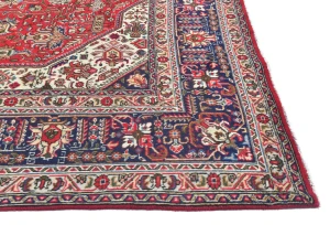 Vintage Red Floral Traditional 8X11 Tabriz Persian Rug