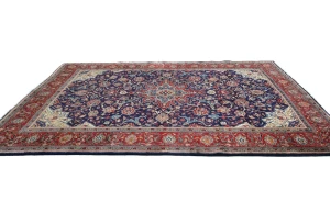Vintage Purple-navy Floral Traditional 7X11 Mahal Persian Rug