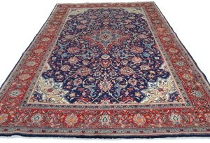 Vintage Purple-navy Floral Traditional 7X11 Mahal Persian Rug