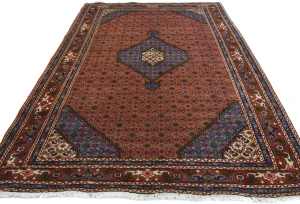 Vintage Orange Traditional 6'8X9'6 Ardabil Persian Rug