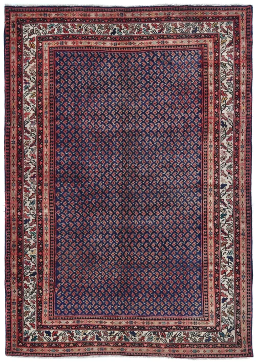 Vintage Purple-navy Tribal 7X11 Botemir Persian Rug