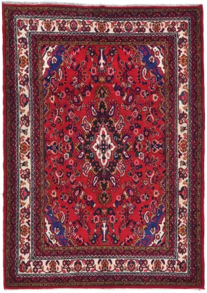 Vintage Red Tribal 7X10 Hamedan Persian Rug