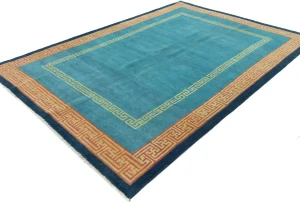 Blue Bordered Modern 6X9 Kazak Pakistan Rug