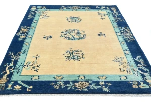 Cream Bordered Modern 5X6 Kazak Osuhak Pakistan Rug