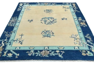 Cream Bordered Modern 5X6 Kazak Osuhak Pakistan Rug