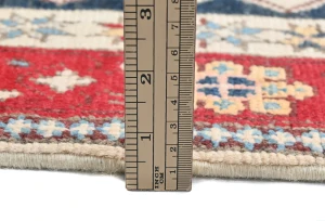 Cream Tribal Geometric 4X6 Kazak Oushak Pakistan Rug