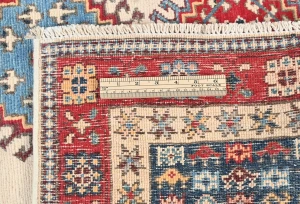 Cream Tribal Geometric 4X6 Kazak Oushak Pakistan Rug