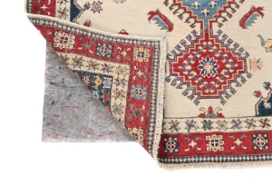 Cream Tribal Geometric 4X6 Kazak Oushak Pakistan Rug