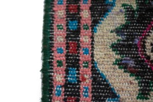 Cream & Pink Tribal 1X2 Hamedan Persian Rug