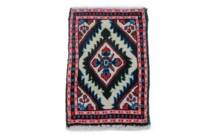 Cream & Pink Tribal 1X2 Hamedan Persian Rug