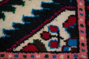Cream & Pink Tribal 1X2 Hamedan Persian Rug