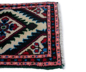 Cream & Pink Tribal 1X2 Hamedan Persian Rug