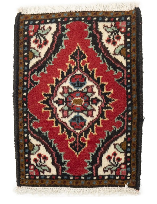 Vintage Red Floral Tribal 1'3X1'7 Hamedan Persian Rug