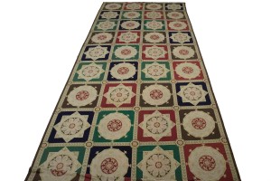 Multicolored 11X31 Aubusson Chinese Rug