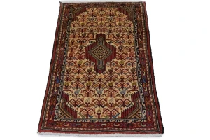 Cream Vintage Tribal 2X4 Hamedan Tajabad Persian Oriental Rug