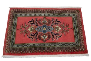 Coral Red Vintage Floral 2X3 Kashan Persian Oriental Rug