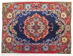Vintage Traditional Purple-navy 2'4 x 3'0 Kashan Persian Rug