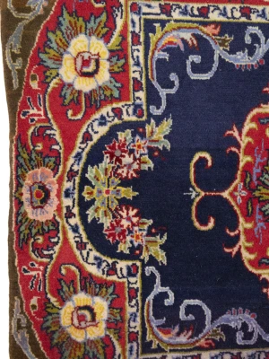 Vintage Traditional Purple-navy 2'4 x 3'0 Kashan Persian Rug