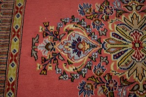 Pair of Small Vintage Pastel Red Floral 2X3 Kashan Persian Rug