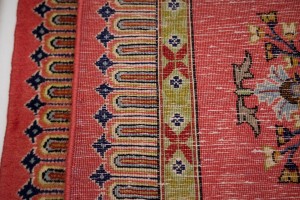 Pair of Small Vintage Pastel Red Floral 2X3 Kashan Persian Rug
