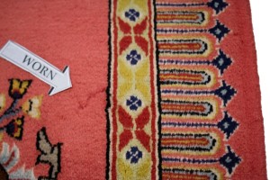 Pair of Small Vintage Pastel Red Floral 2X3 Kashan Persian Rug