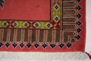 Pair of Small Vintage Pastel Red Floral 2X3 Kashan Persian Rug