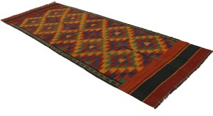 Vintage Tribal 4X12 Kelim Ghashghaie Persian Runner Rug