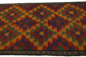 Vintage Tribal 4X12 Kelim Ghashghaie Persian Runner Rug