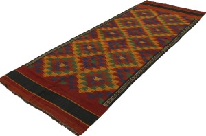 Vintage Tribal 4X12 Kelim Ghashghaie Persian Runner Rug