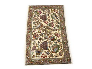 Vintage Cream Traditional Floral 2X3 Kashan Persian Rug