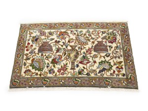 Vintage Cream Traditional Floral 2X3 Kashan Persian Rug