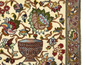 Vintage Cream Traditional Floral 2X3 Kashan Persian Rug