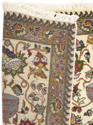 Vintage Cream Traditional Floral 2X3 Kashan Persian Rug