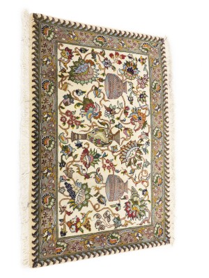 Vintage Cream Traditional Floral 2X3 Kashan Persian Rug