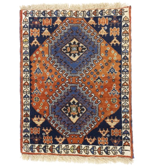 Vintage Tribal Orange 1'9X2'4 Yalameh Persian Rug