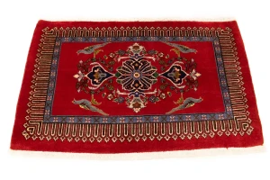 Vintage Cherry Red Floral 2'3X3'5 Kashan Persian Rug