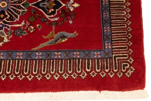 Vintage Cherry Red Floral 2'3X3'5 Kashan Persian Rug