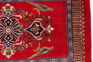 Vintage Cherry Red Floral 2'3X3'5 Kashan Persian Rug