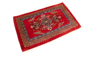Vintage Cherry Red Floral 2'3X3'5 Kashan Persian Rug