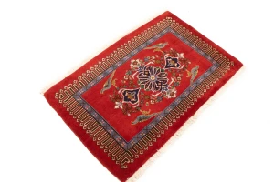 Vintage Cherry Red Floral 2'3X3'5 Kashan Persian Rug