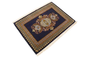 Vintage Dark Navy Classic 2'5X3'3 Kashan Persian Rug