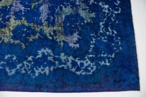 Overdyed Blue Antique Distressed 10X14 Tabriz Persian Rug