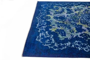 Overdyed Blue Antique Distressed 10X14 Tabriz Persian Rug