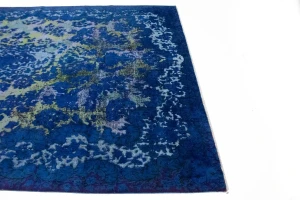 Overdyed Blue Antique Distressed 10X14 Tabriz Persian Rug
