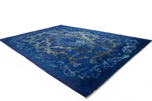 Overdyed Blue Antique Distressed 10X14 Tabriz Persian Rug