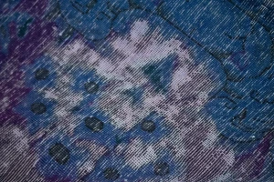 Overdyed Blue Antique Distressed 10X14 Tabriz Persian Rug